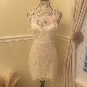 Superdown Cream Lace Mini Dress